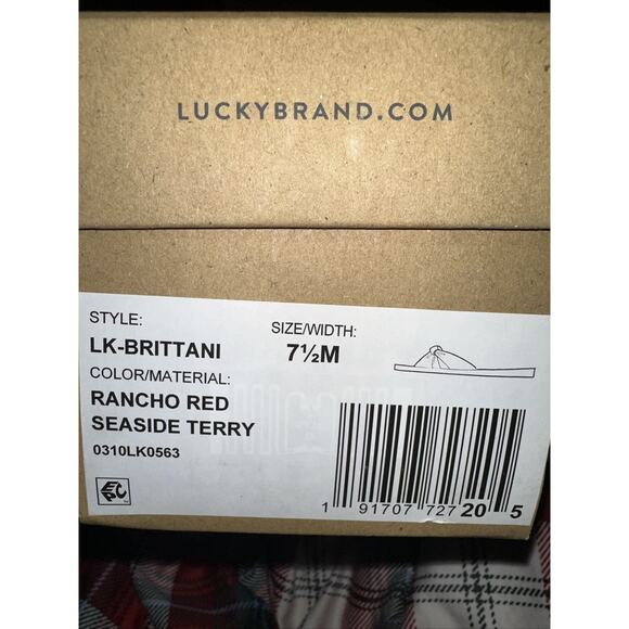 New Lucky Brand Women's Brittani Terrycloth Slide Sandal Flat - 7.5 Red - Picture 4 of 5